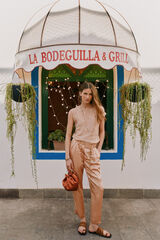 Hoss Intropia Pearl. Pantal&oacute;n flu&iacute;do satinado Rosa