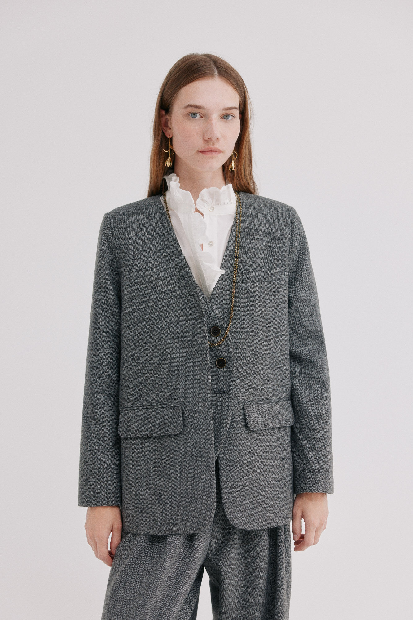 Hoss Intropia Elionor.Blazer sin solapa Marron