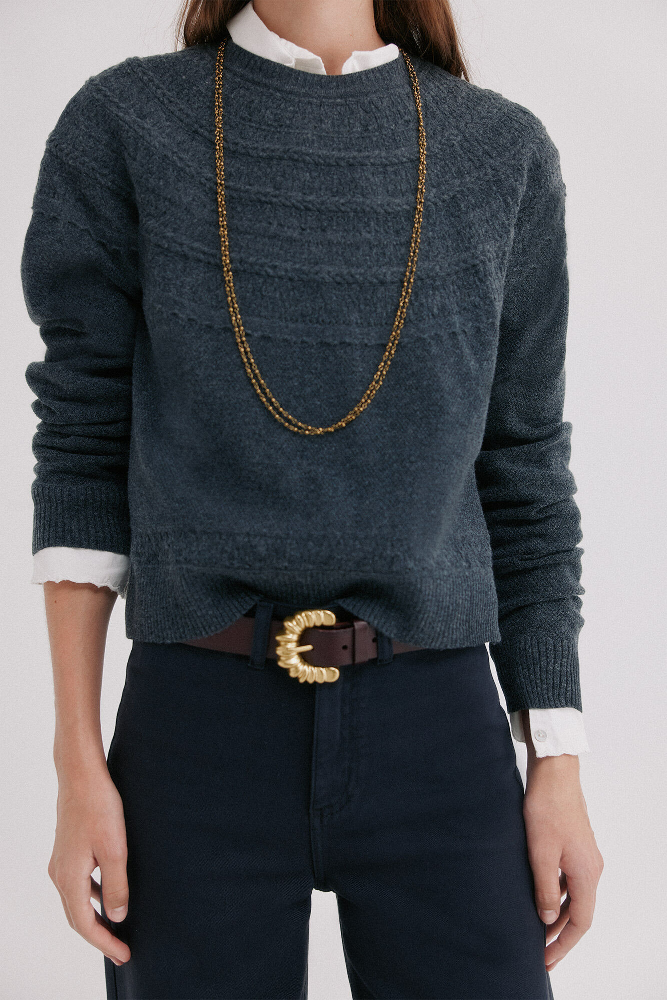 Hoss Intropia Izara. Su&eacute;ter con relieve Gris