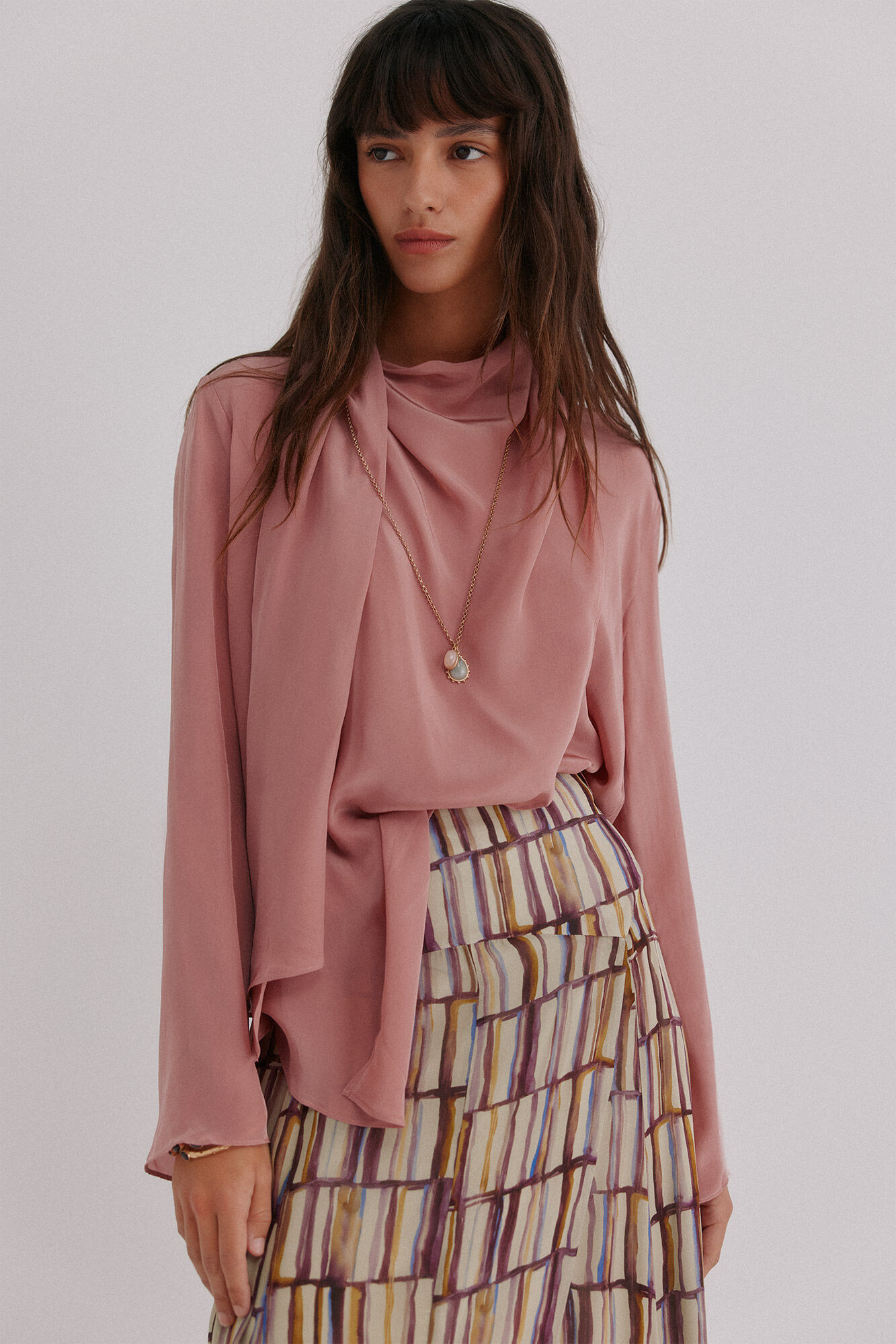 Hoss Intropia Blusa con cruce asim&eacute;trico Marron