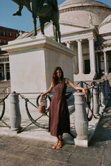 Hoss Intropia Antonela. Vestido midi lino Marron