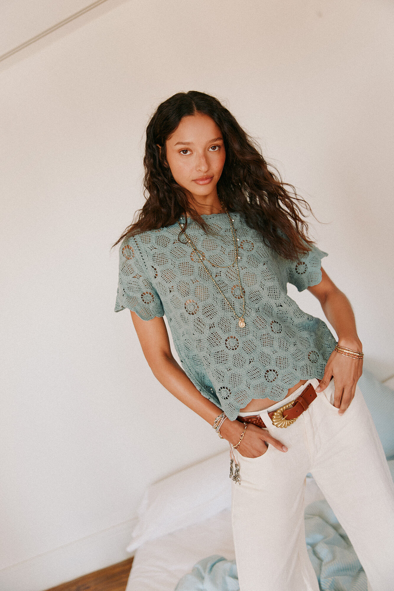 Hoss Intropia Irune. Top crochet Turquesa