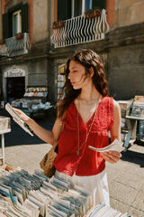 Hoss Intropia Cora. Blusa rom&aacute;ntica rojo