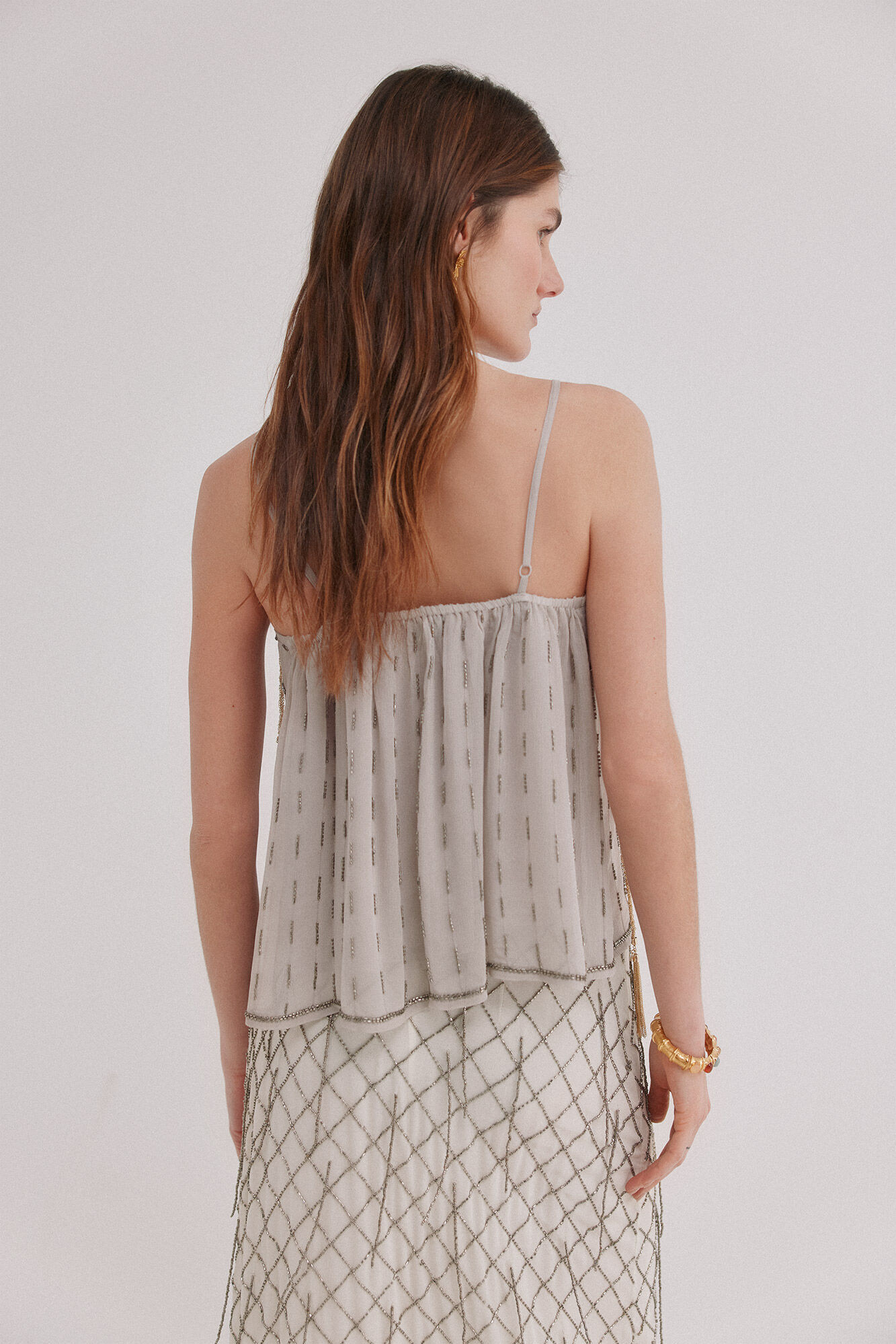 Hoss Intropia Gabriela. Top bordado Gris