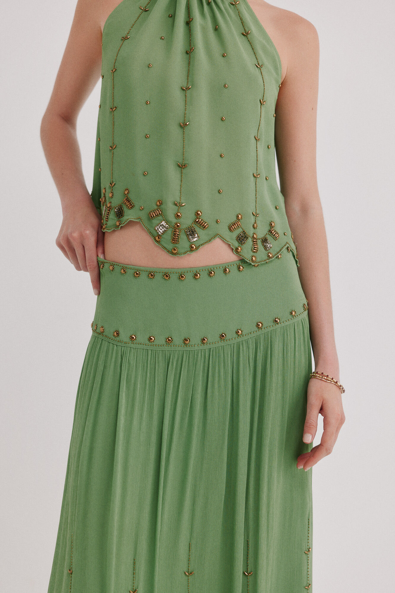 Hoss Intropia Rita. Falda abalorios Verde
