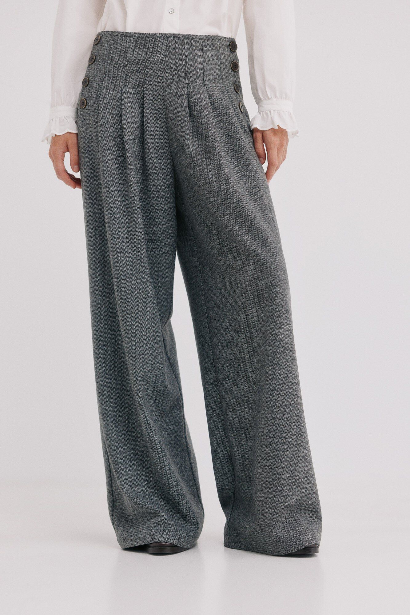 Hoss Intropia Phebe.Pantal&oacute;n con botones Gris