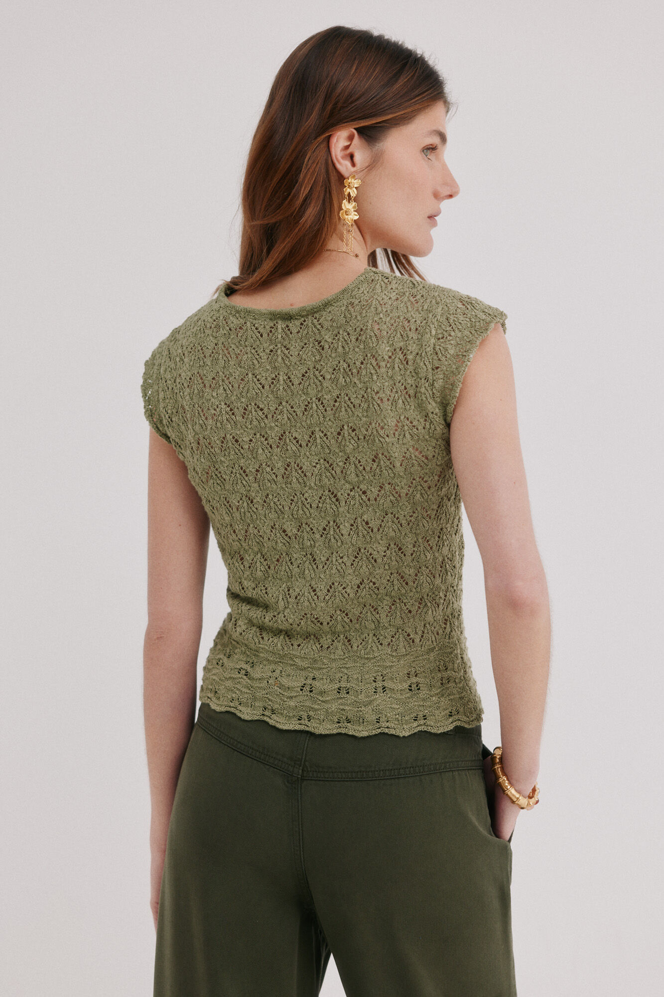 Hoss Intropia Isa. Top punto calado Kaki