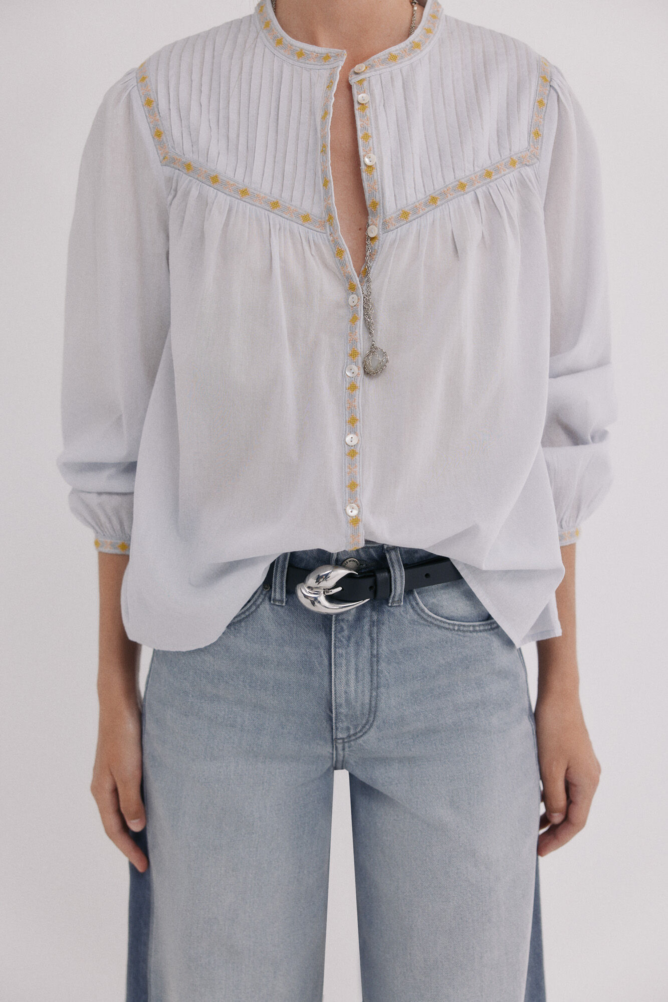 Hoss Intropia Catia. Blusa con jaretas Azul