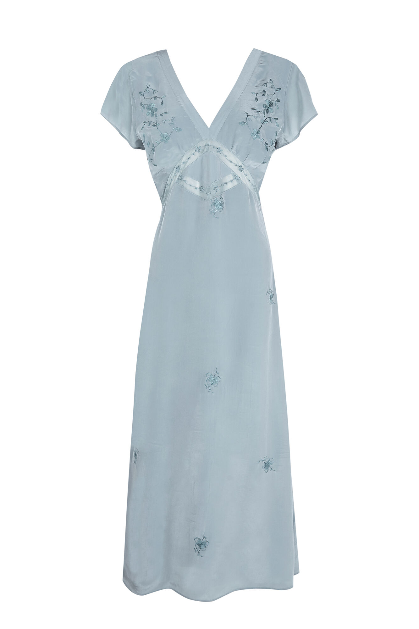 Hoss Intropia Ainhoa. Vestido bordados Turquesa