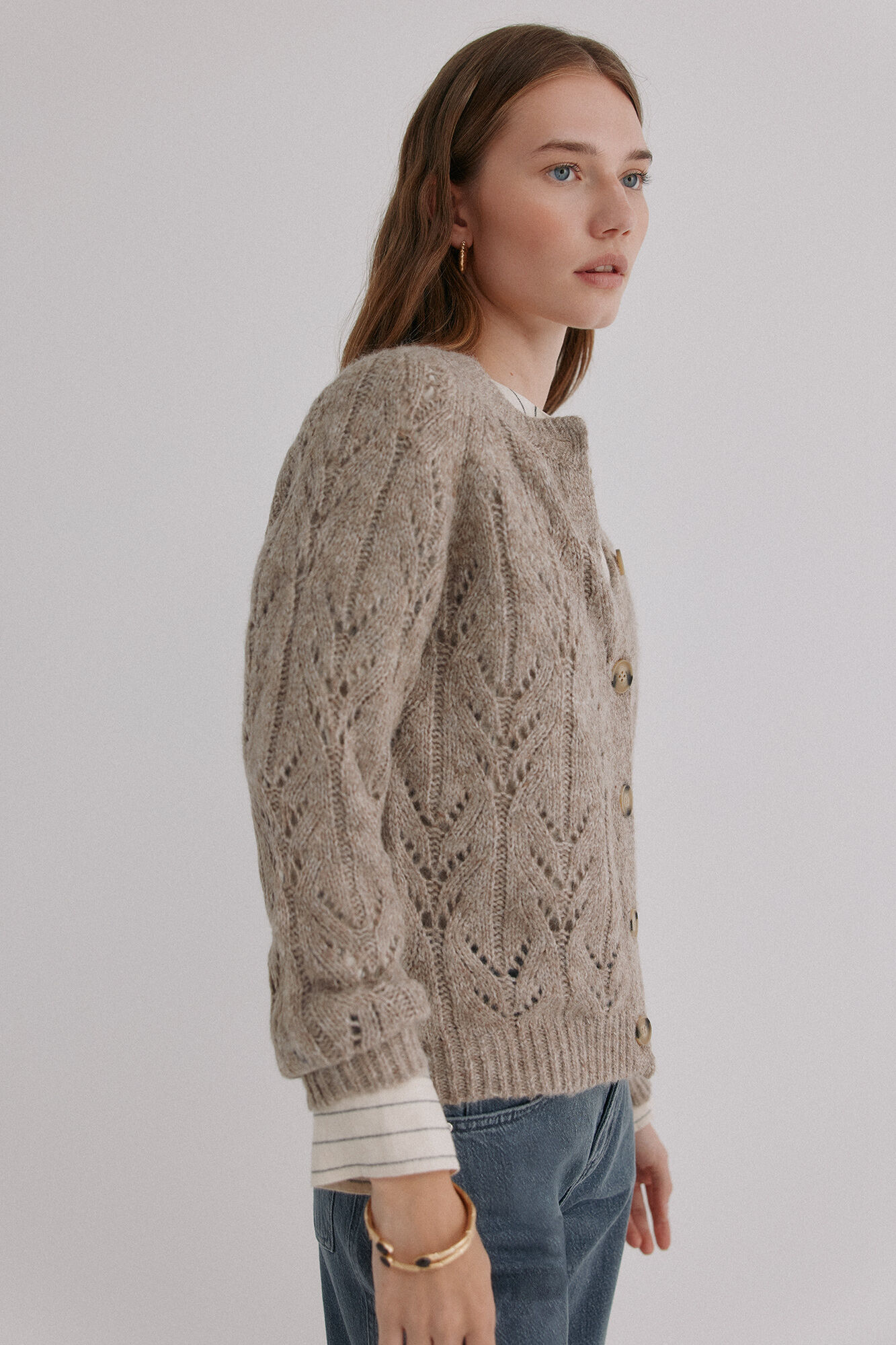 Hoss Intropia Ivette. C&aacute;rdigan calado Marron