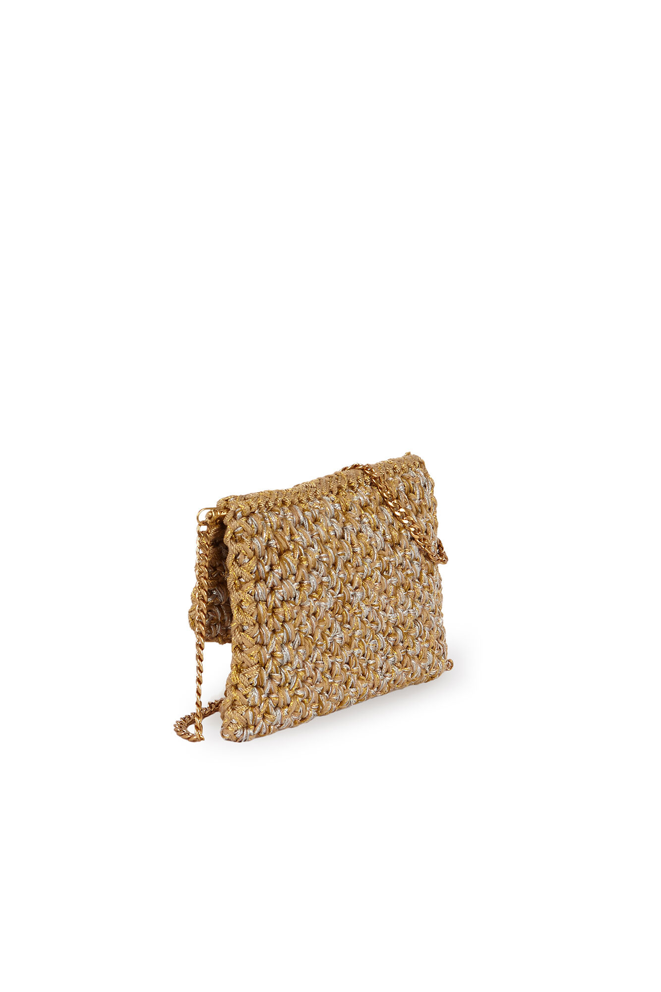 Hoss Intropia Numa. Bolsa trenzada de tejido Dorado