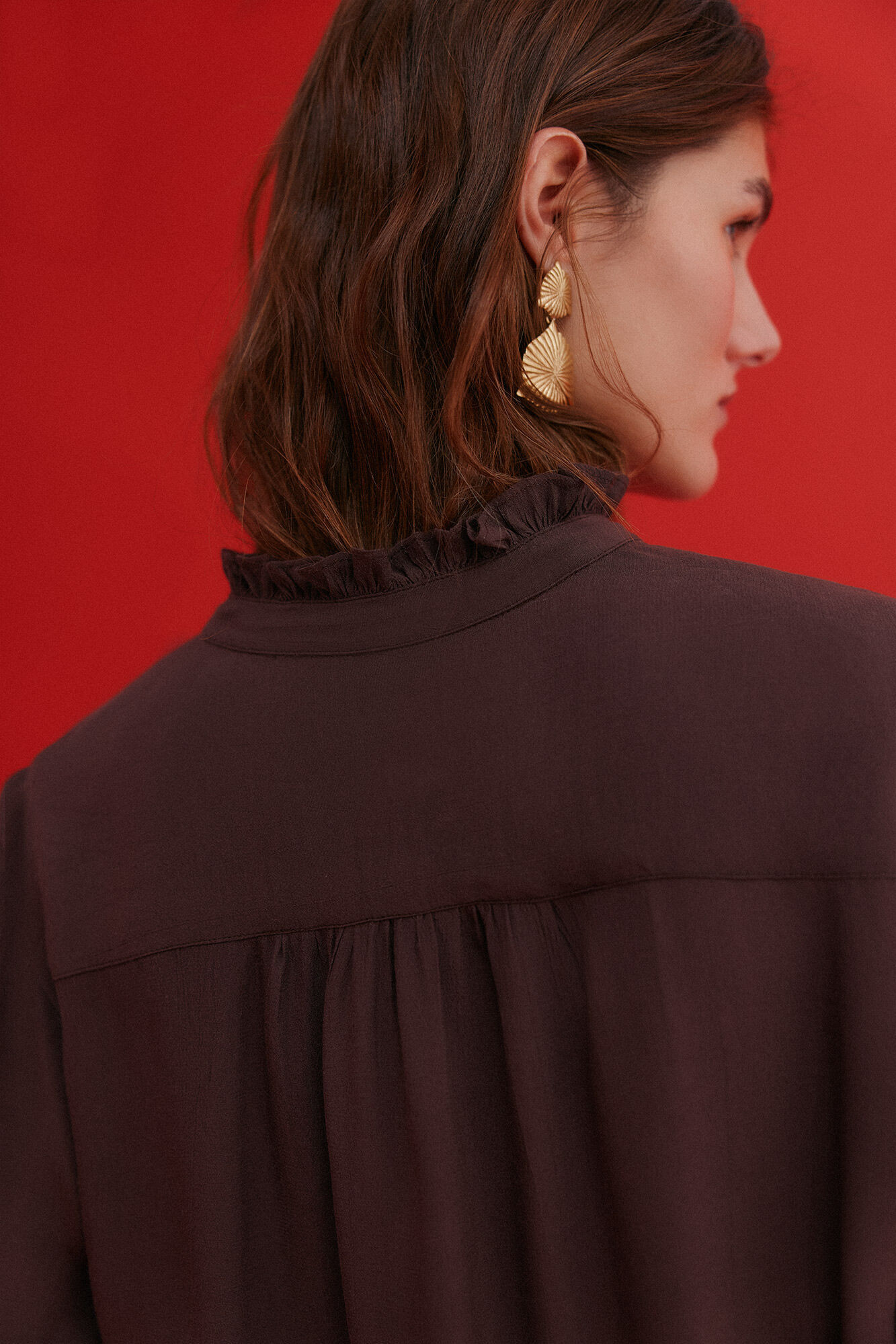 Hoss Intropia Clementine. Blusa rom&aacute;ntica Marron oscuro
