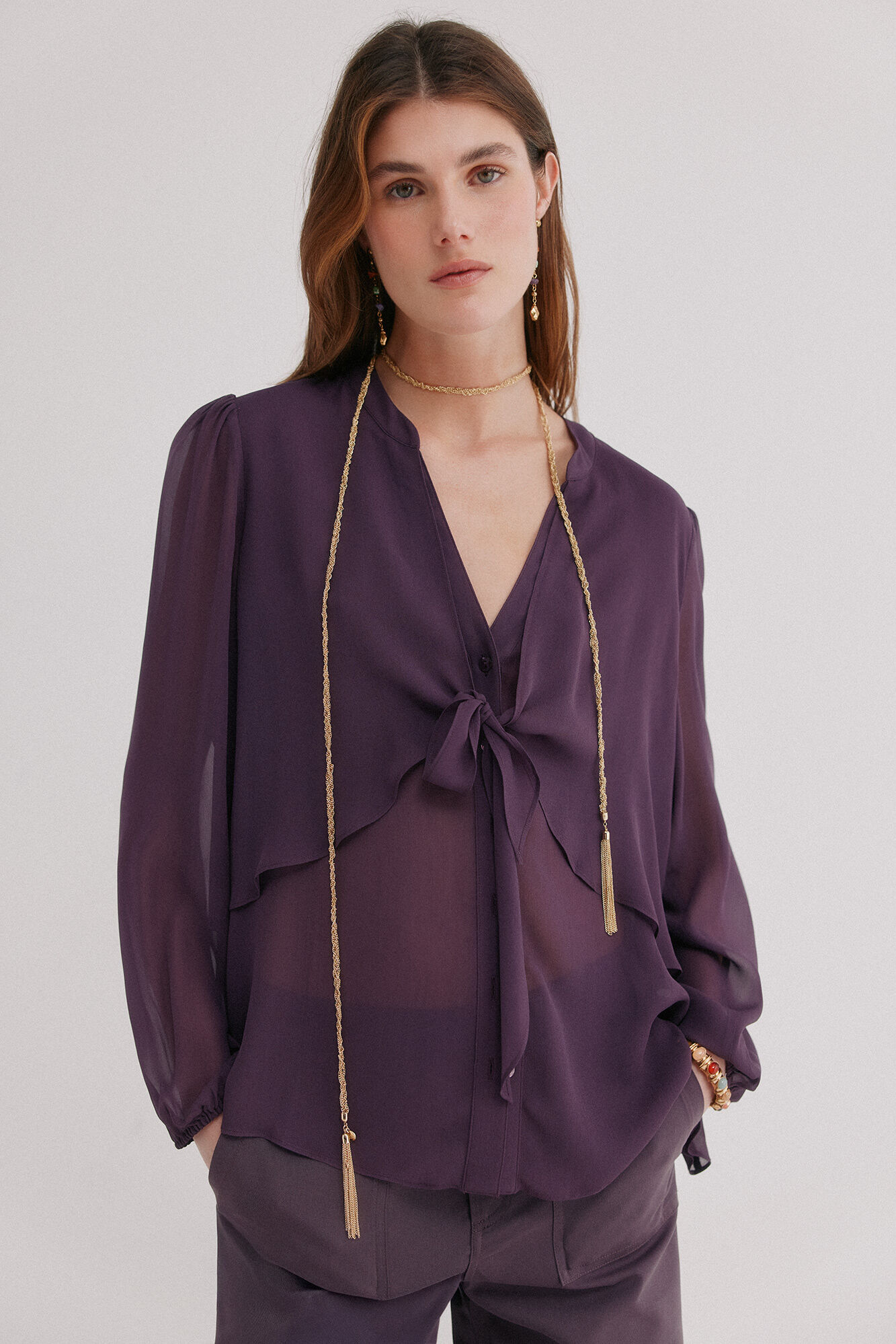 Hoss Intropia Gala. Blusa con lazo Morado