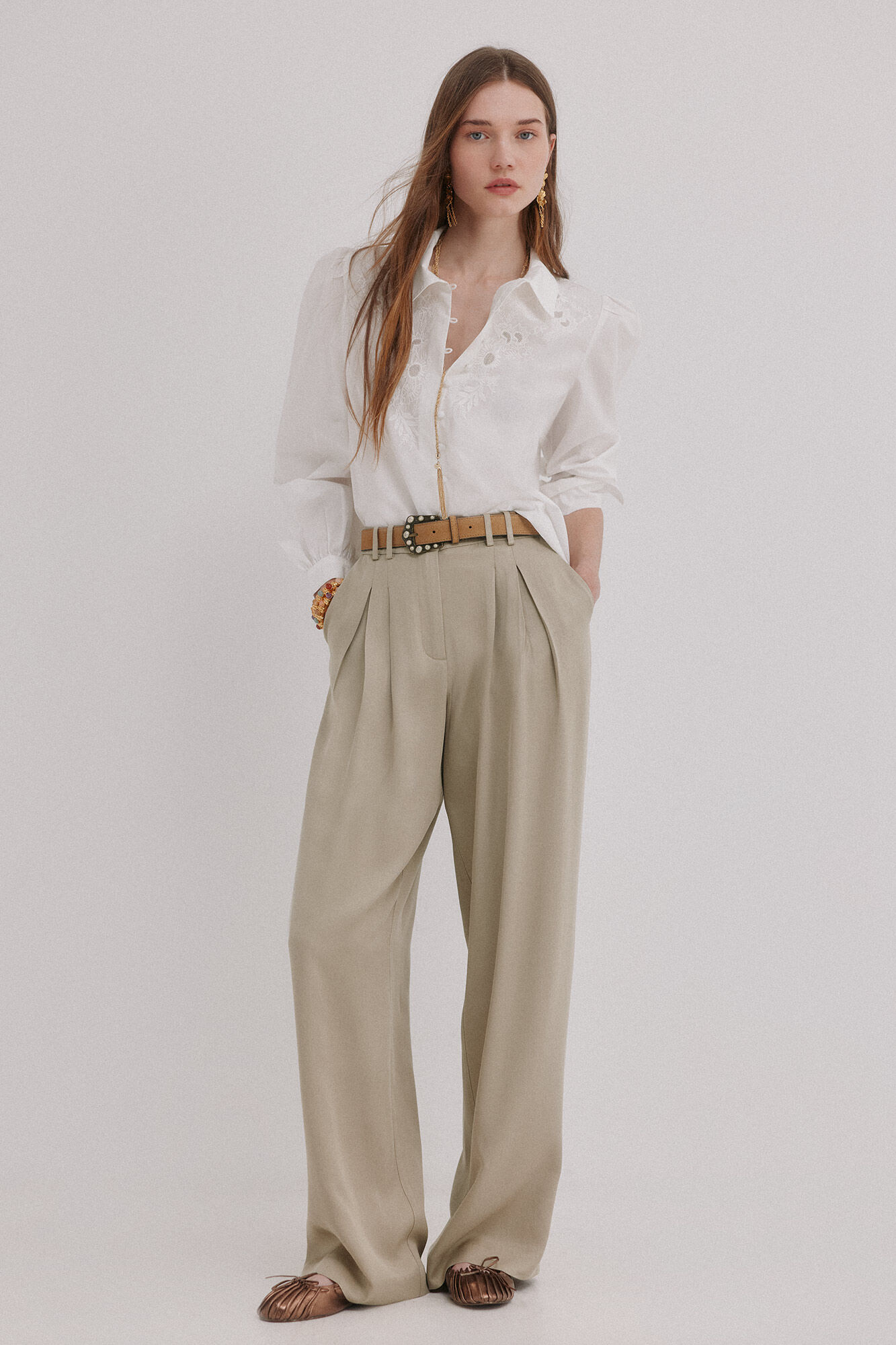Hoss Intropia Carine. Blusa bordada Blanco