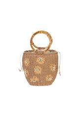 Hoss Intropia Norma. Bolsa de rafia bordada Beige