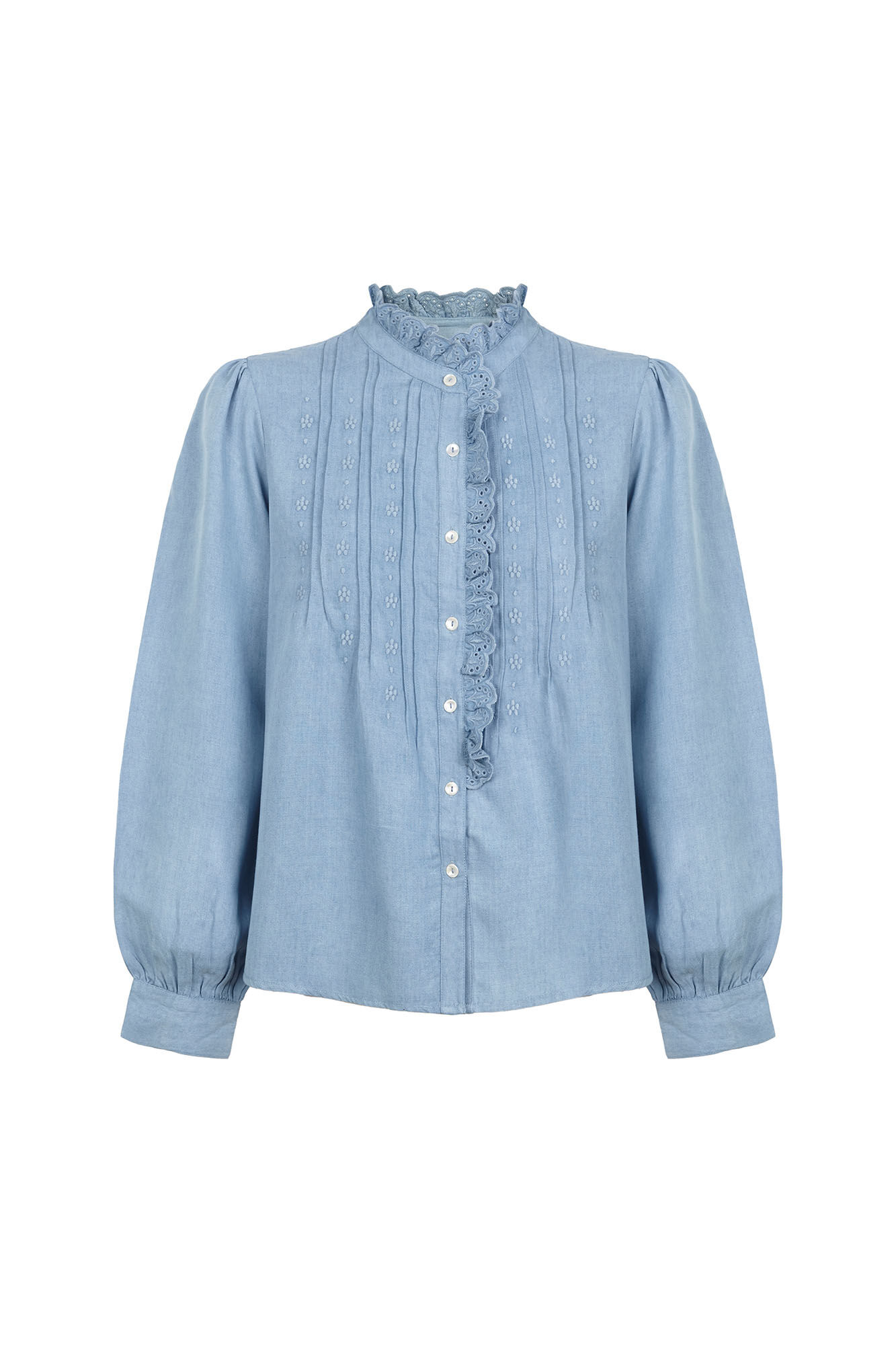 Hoss Intropia Cintia. Blusa con volante en la solapa Azul