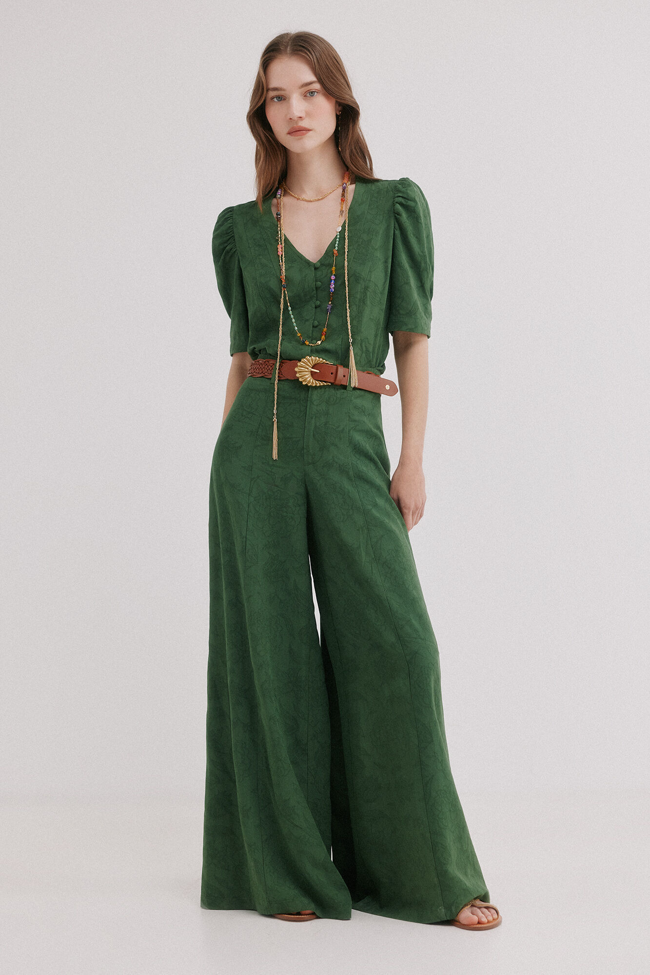 Hoss Intropia Patricia. Pantal&oacute;n tejido jaquard Kaki