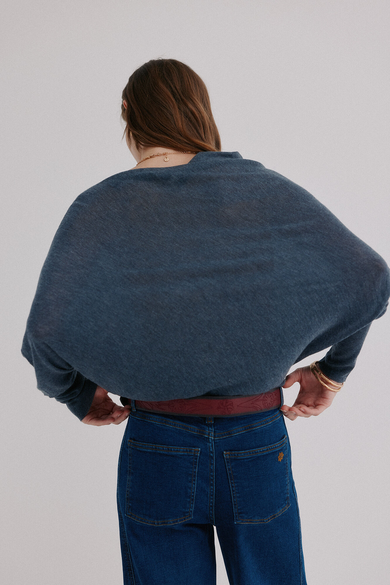 Hoss Intropia Nica. Jersey escote asim&eacute;trico Azul