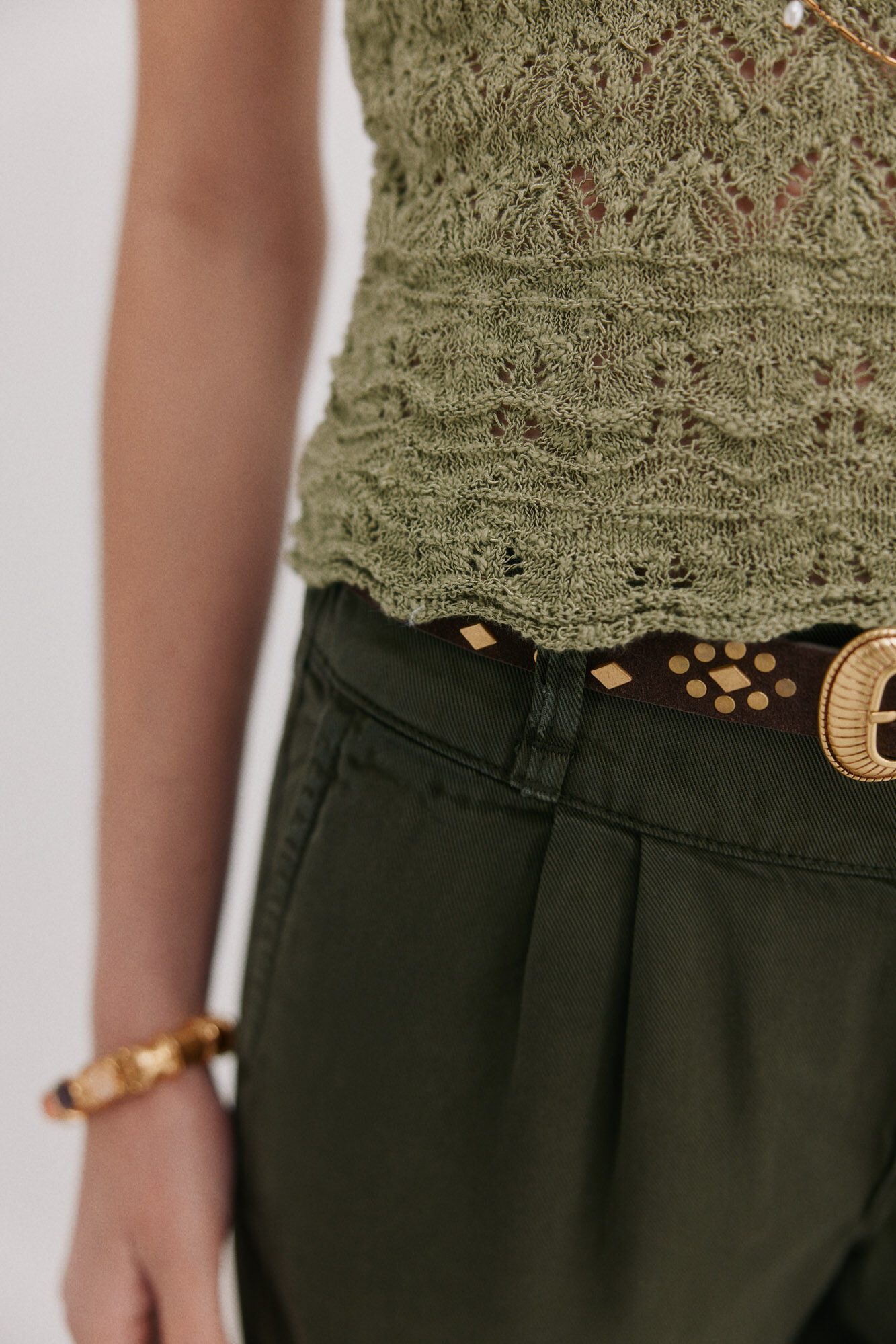 Hoss Intropia Isa. Top punto calado Kaki