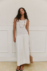 Hoss Intropia Alba. Vestido de punto combinado Beige