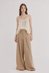 Hoss Intropia Poppy. Pantal&oacute;n flu&iacute;do con pinzas Marfil