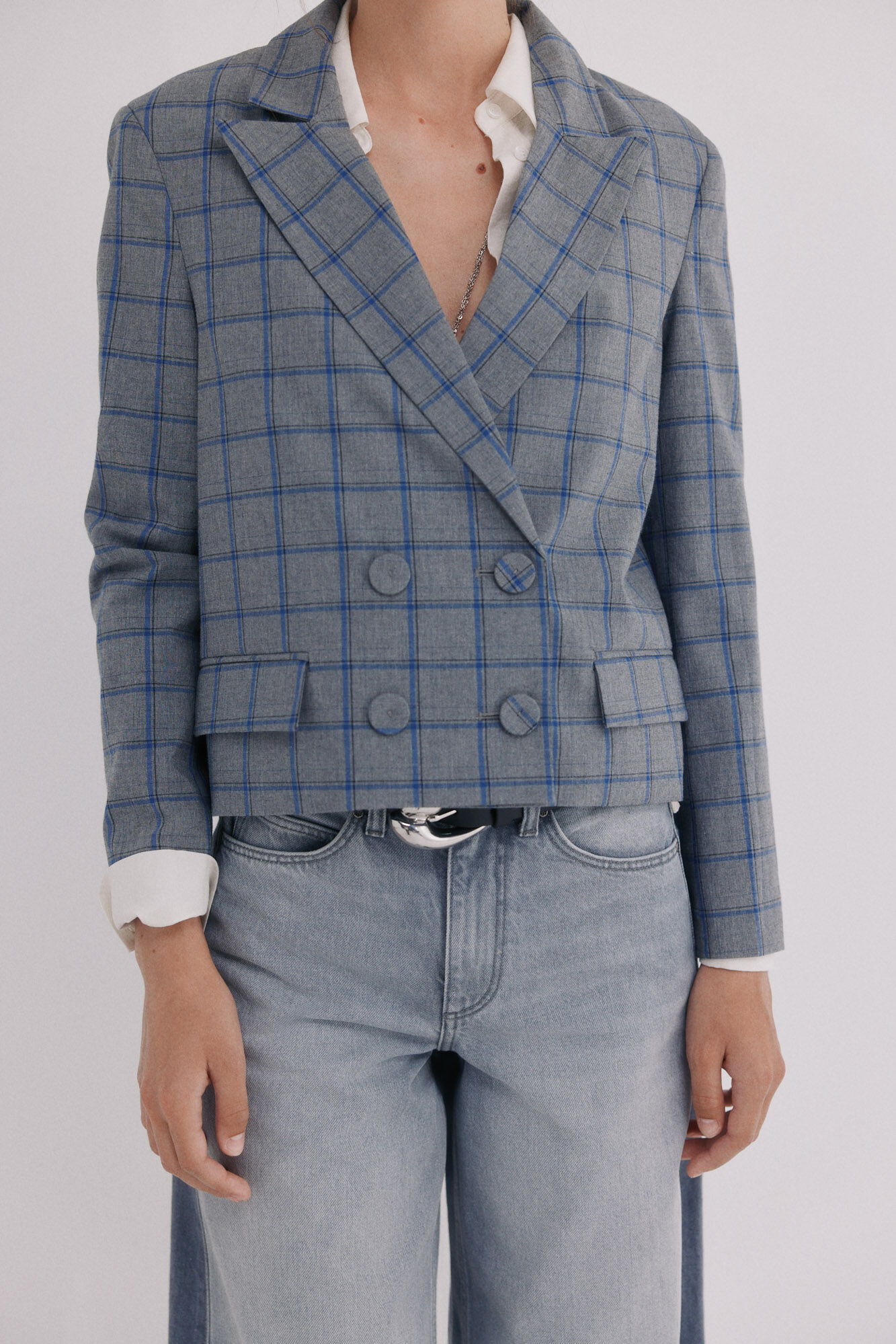 Hoss Intropia Estela. Blazer a cuadros Gris