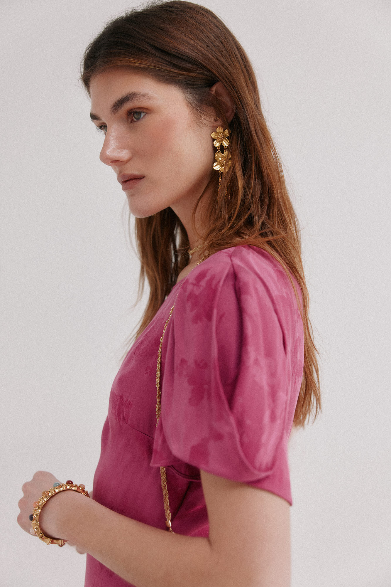 Hoss Intropia Aina. Vestido jacquard Rosa