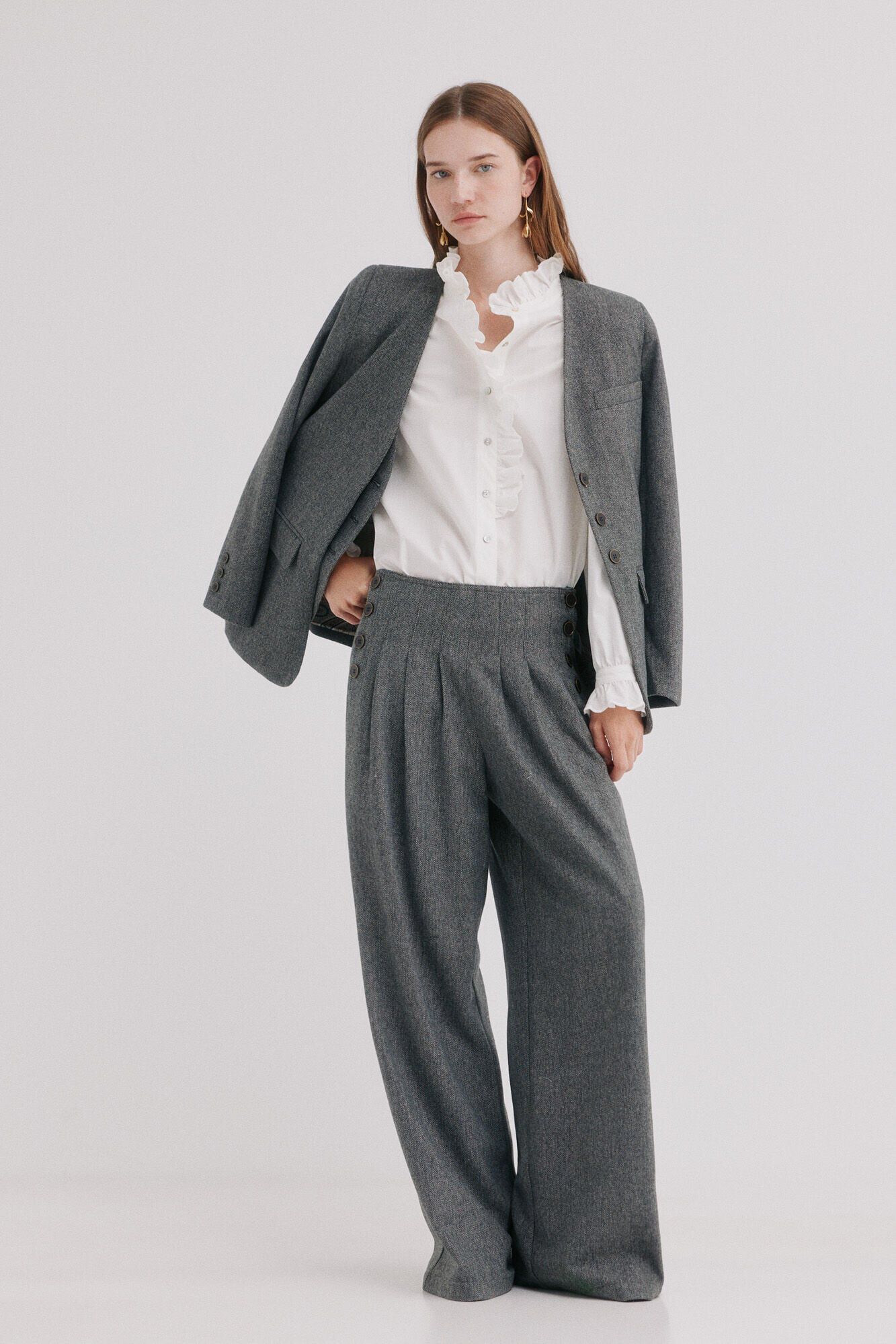 Hoss Intropia Phebe.Pantal&oacute;n con botones Gris