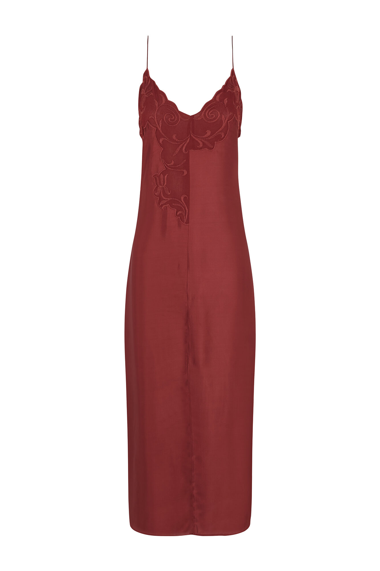 Hoss Intropia Amalia. Vestido lencero bordado Granate