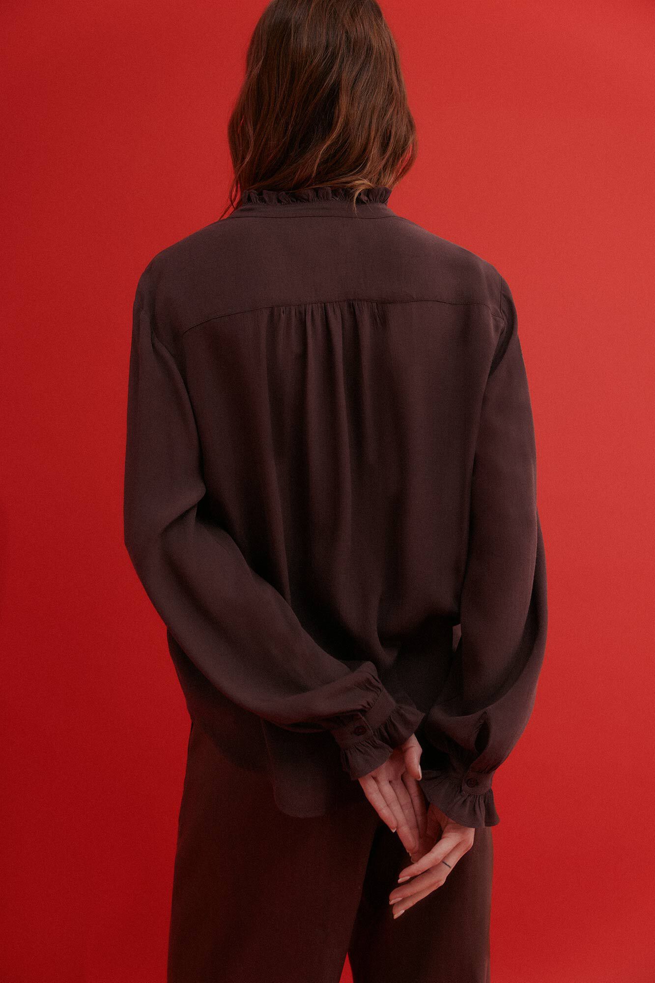 Hoss Intropia Clementine. Blusa rom&aacute;ntica Marron oscuro