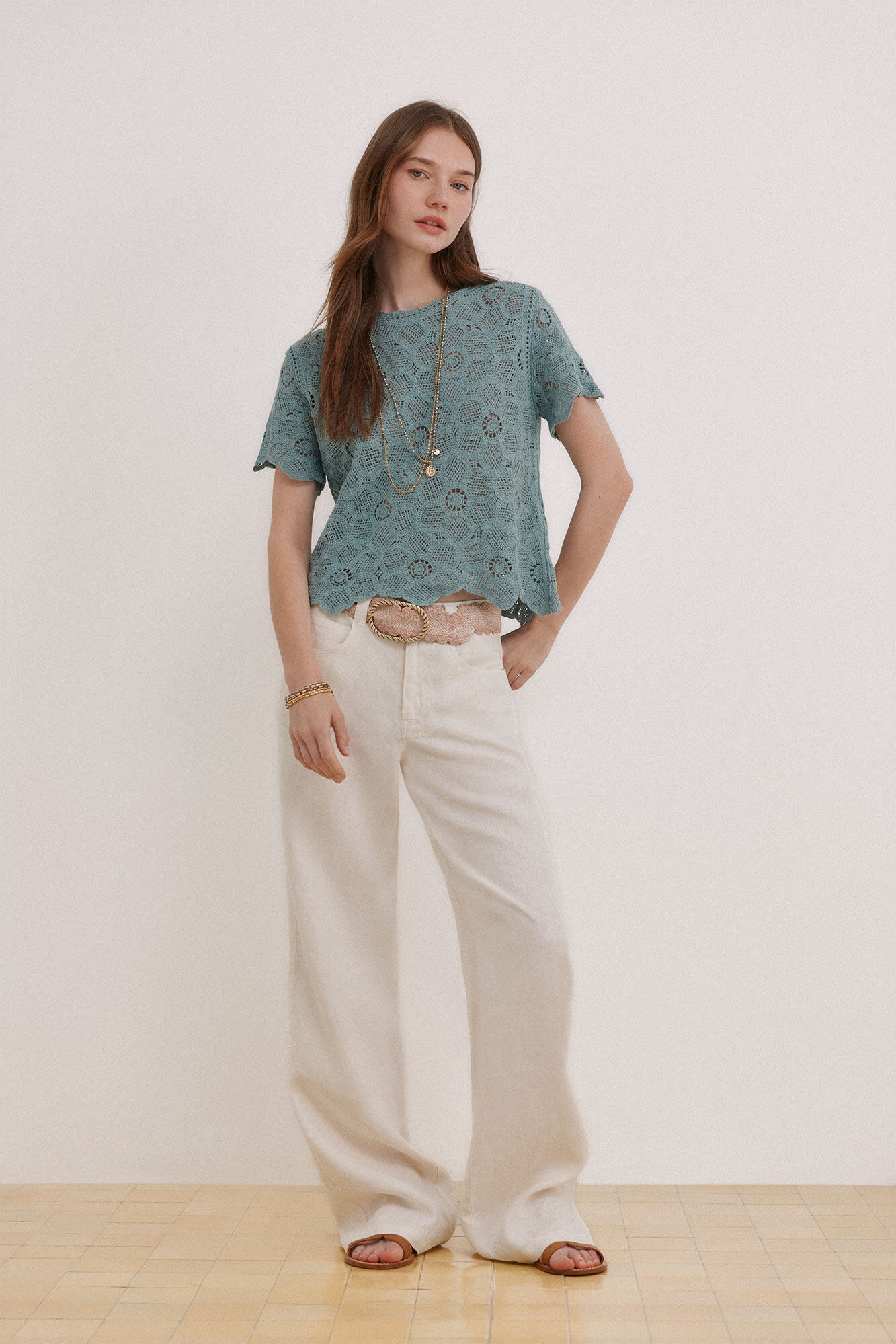 Hoss Intropia Irune. Top crochet Turquesa
