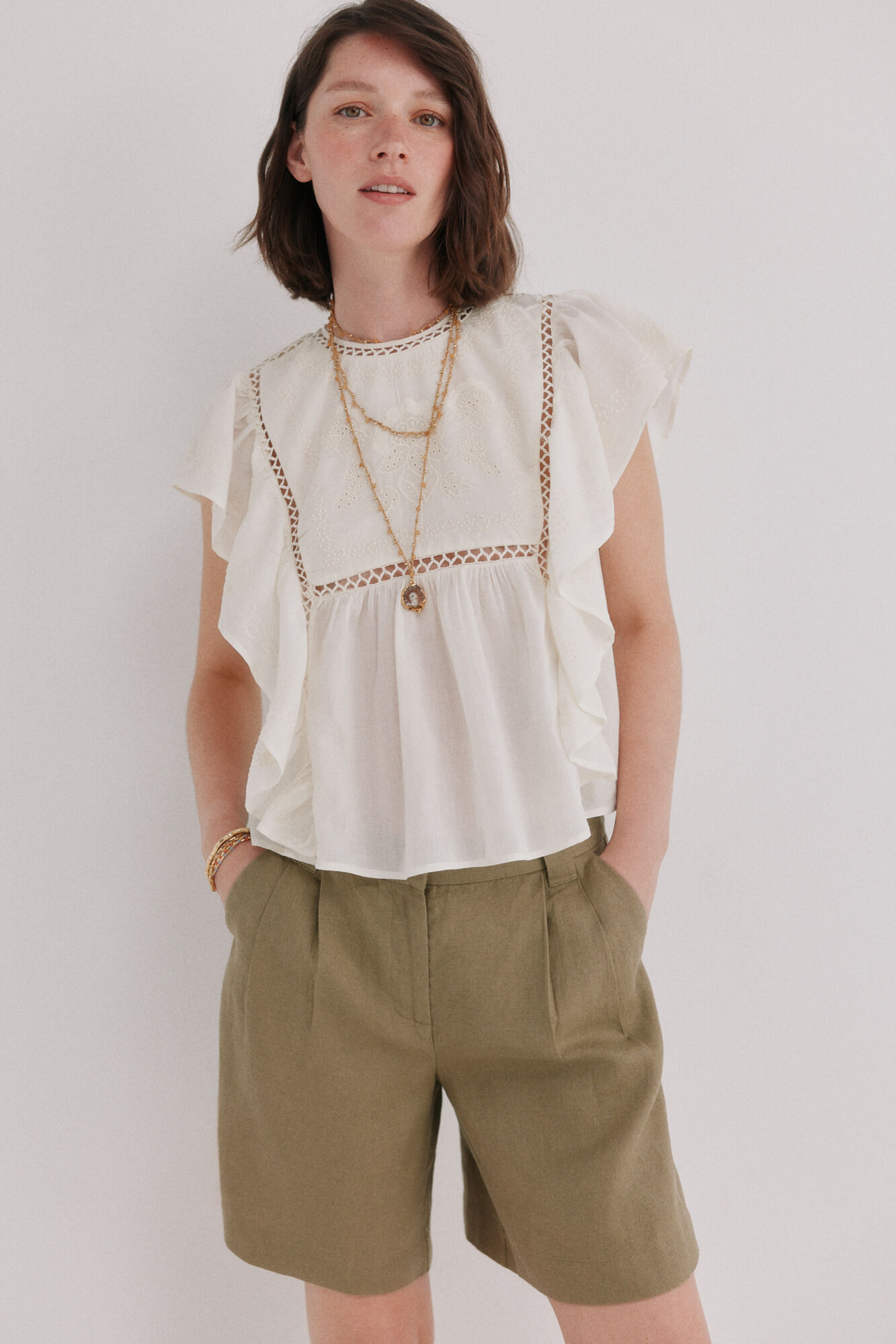Hoss Intropia Cinthia.Blusa bordada Marfil