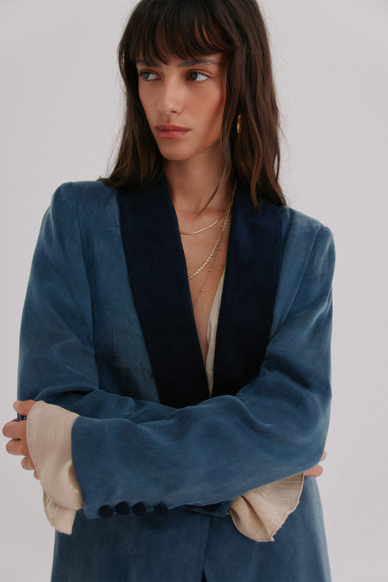 Hoss Intropia Eugenia. Blazer solapa a contraste Azul marino