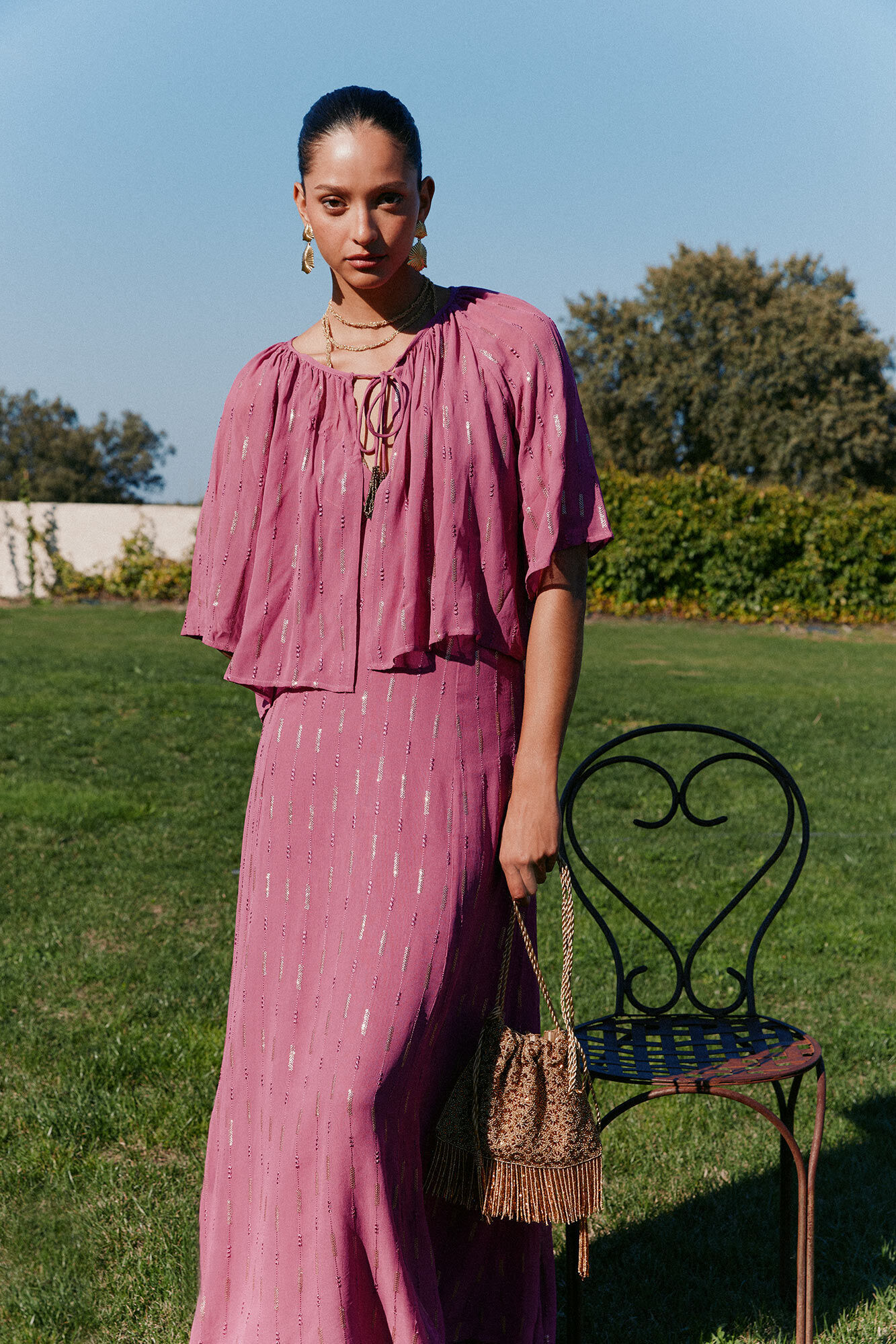 Hoss Intropia Angela. Vestido flu&iacute;do Rosa