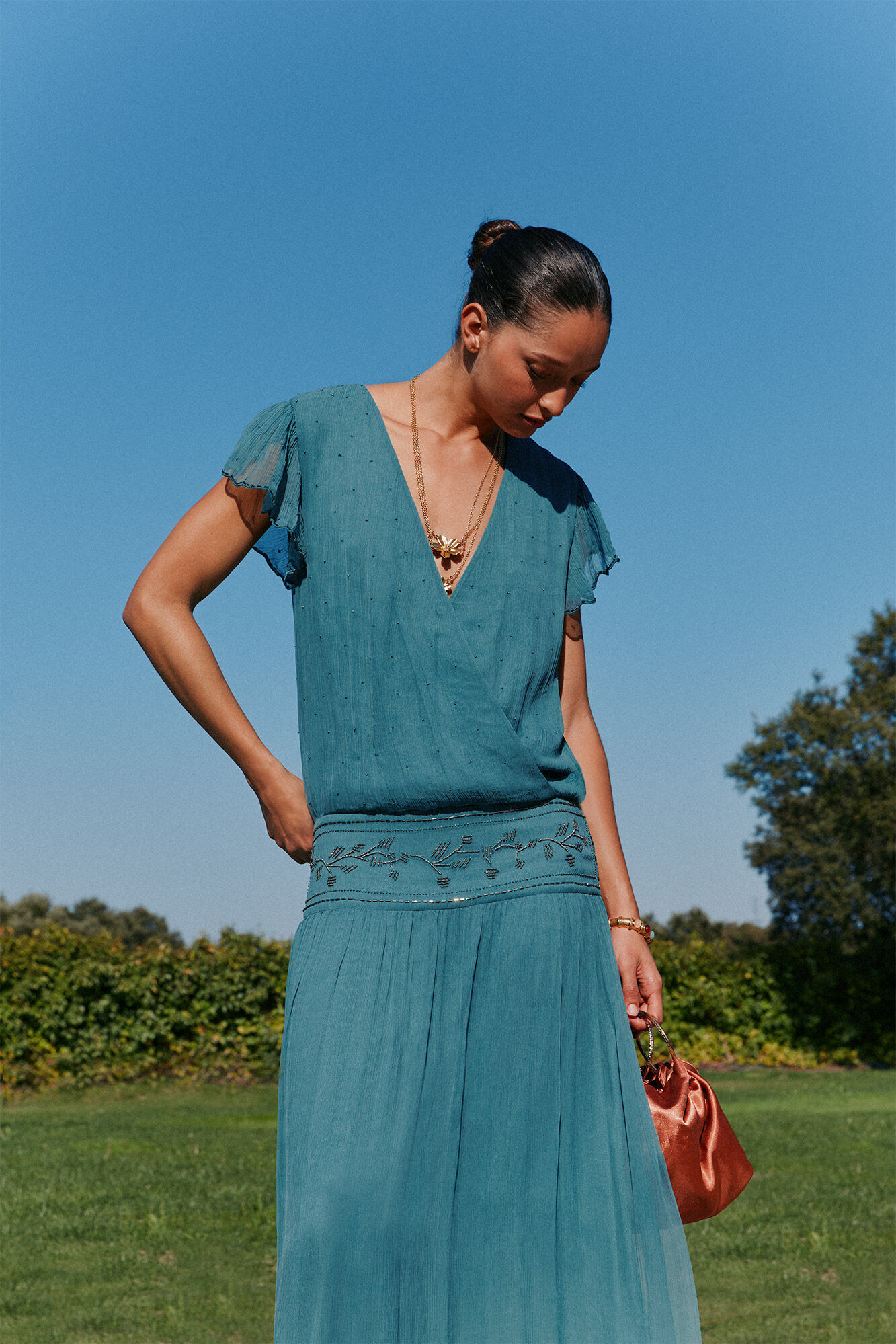 Hoss Intropia Ander. Vestido abalorios Verde