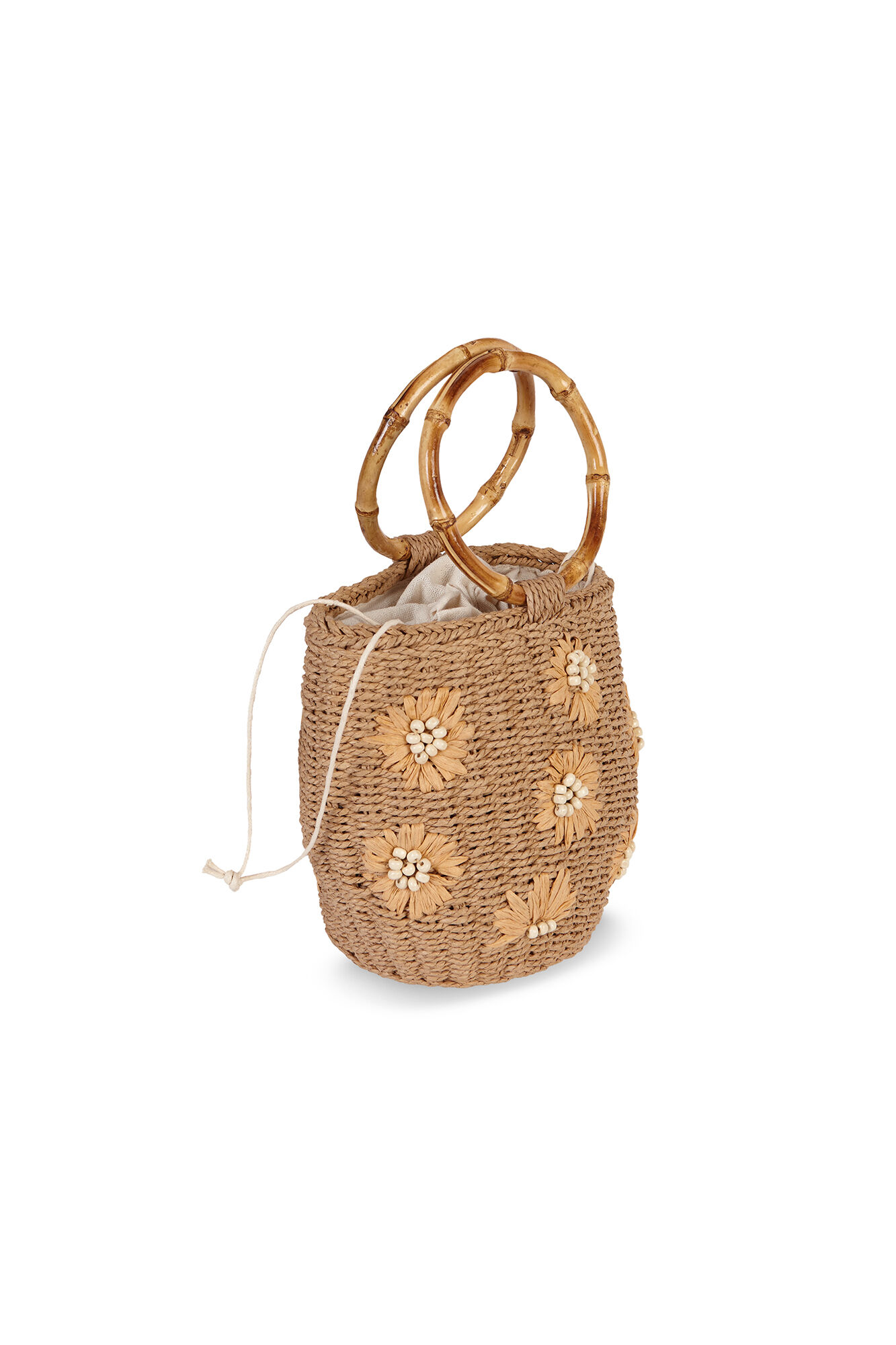 Hoss Intropia Norma. Bolsa de rafia bordada Beige