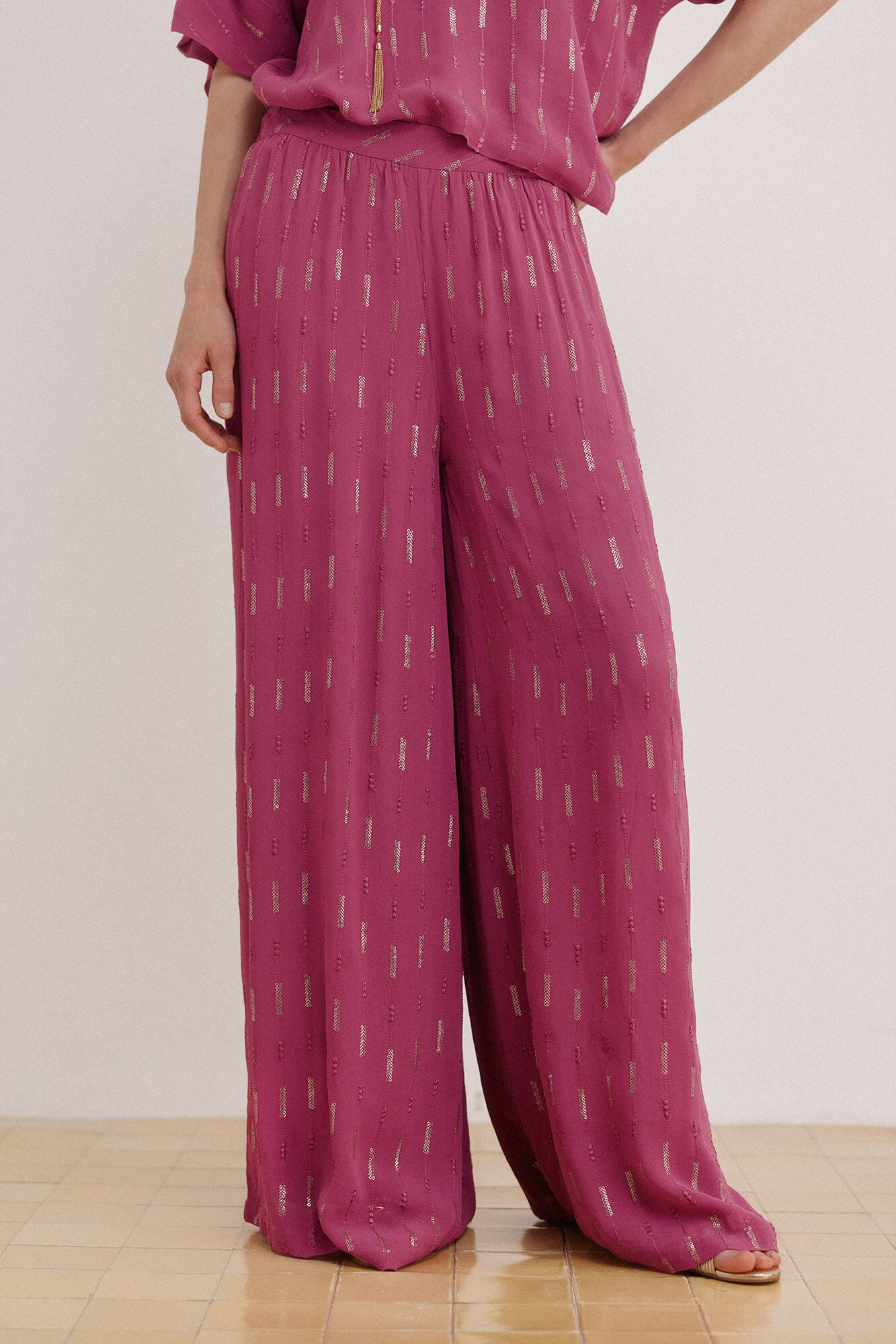 Hoss Intropia Pauliana. Pantal&oacute;n lentejuelas Morado