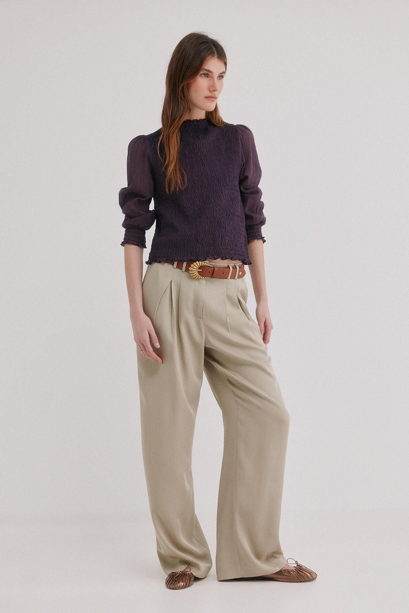 Hoss Intropia Marina. Top fruncido Morado