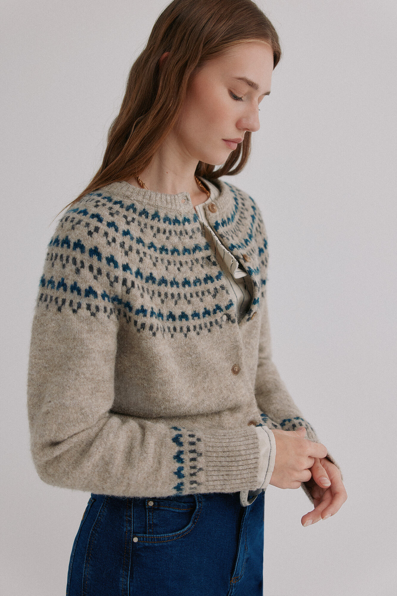 Hoss Intropia Nilda. Chamarra de punto Estampado granate