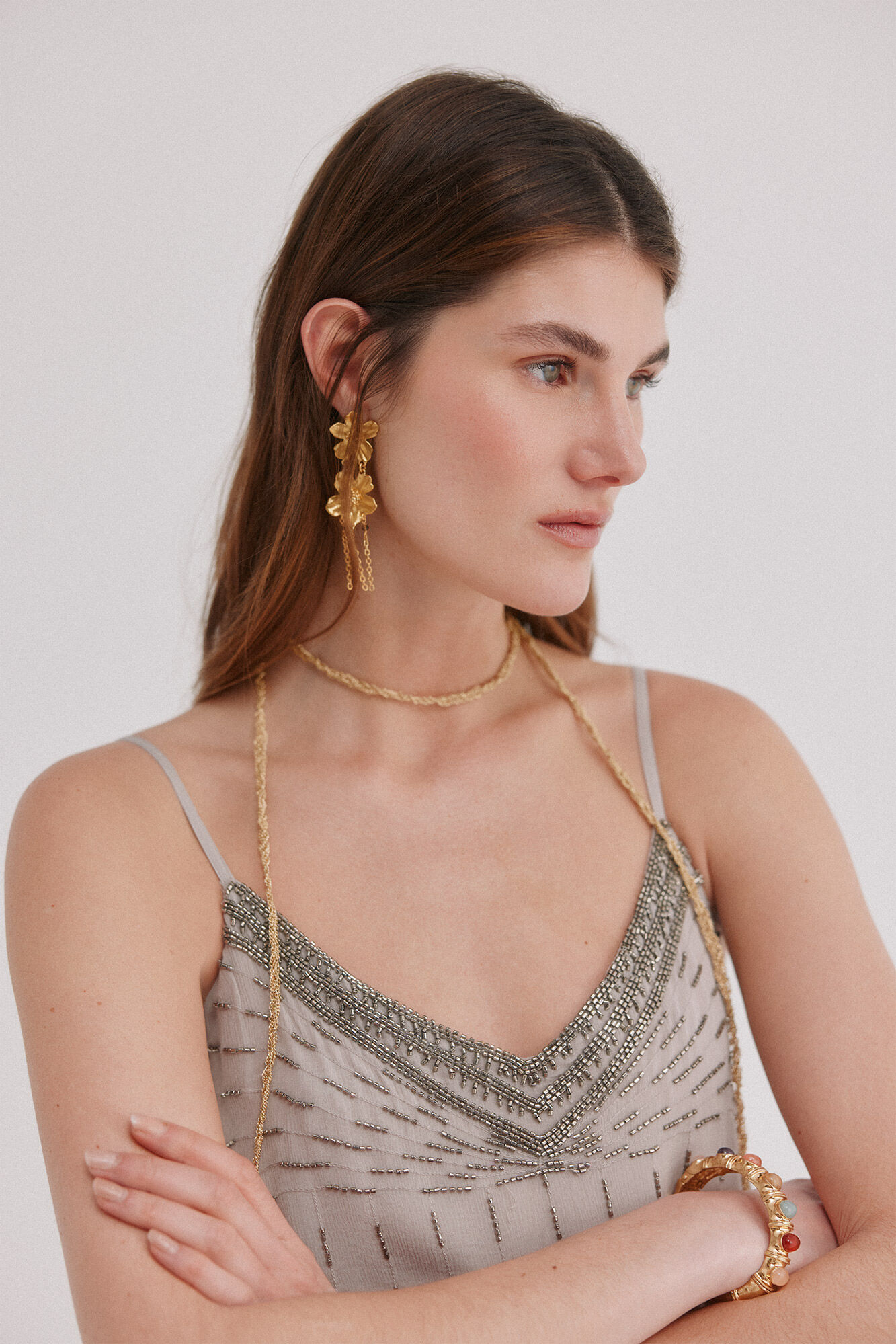 Hoss Intropia Gabriela. Top bordado Gris