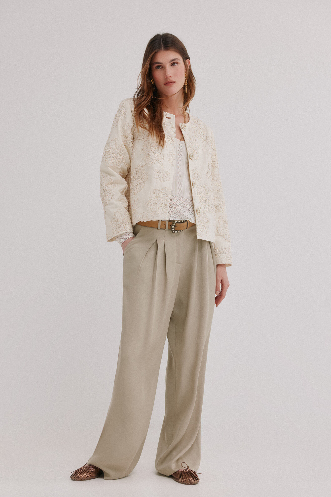 Hoss Intropia Eider. Chamarra jacquard Marfil