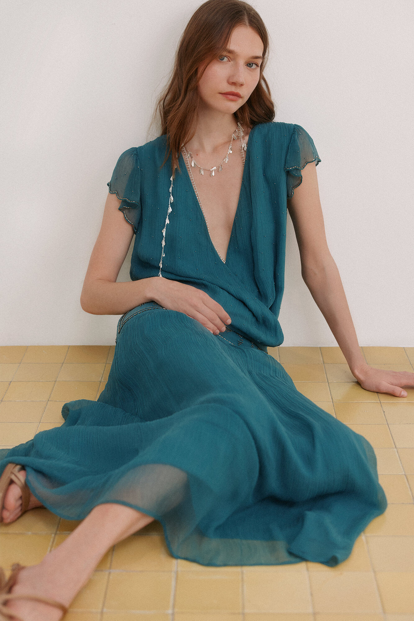 Hoss Intropia Ander. Vestido abalorios Verde