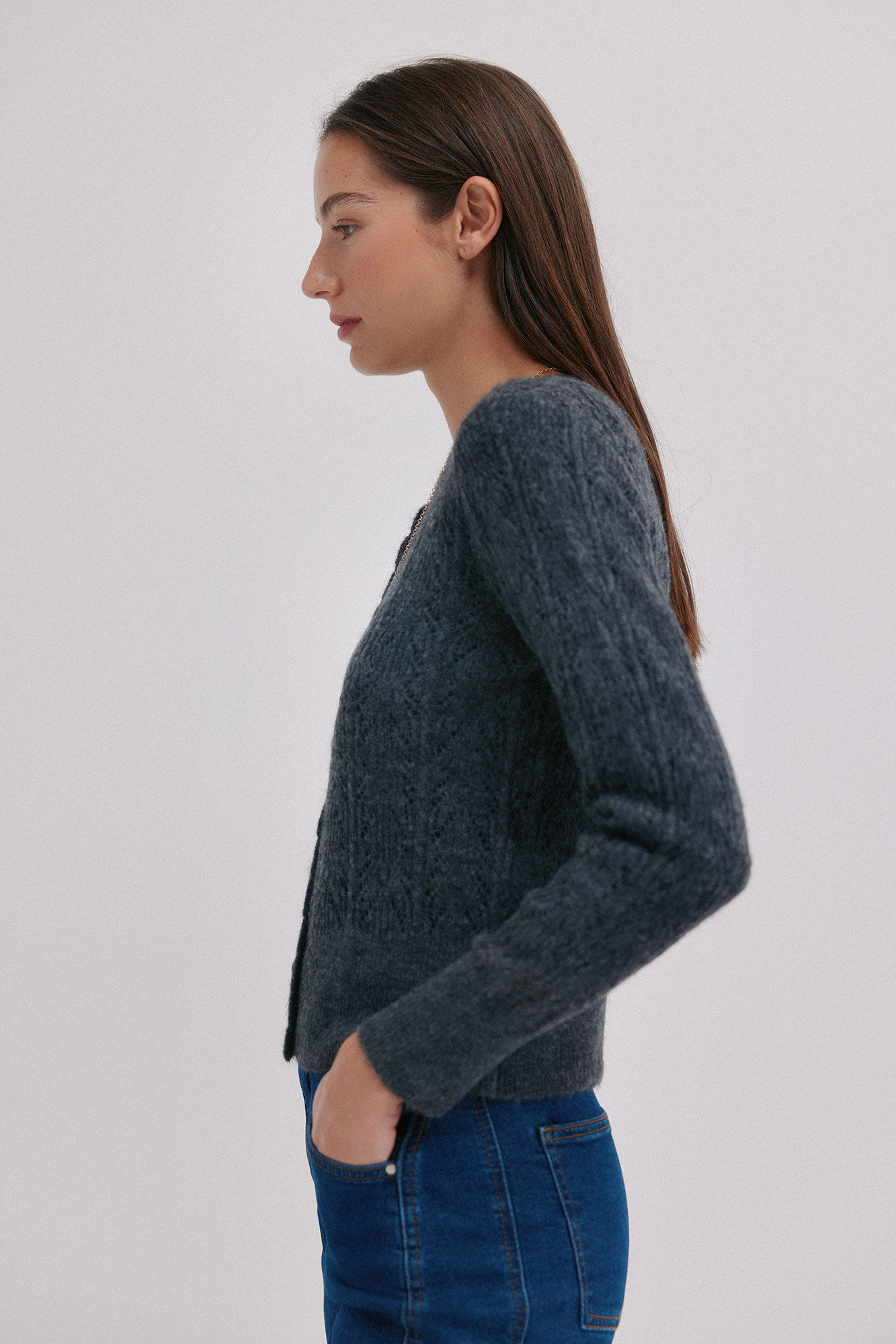 Hoss Intropia In&eacute;s. C&aacute;rdigan calado Gris