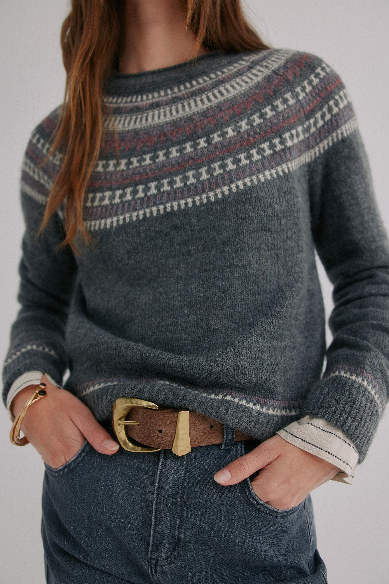 Hoss Intropia Nia. Su&eacute;ter con motivos Estampado granate