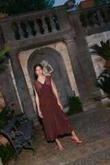 Hoss Intropia Aura. Vestido midi flu&iacute;do Marron