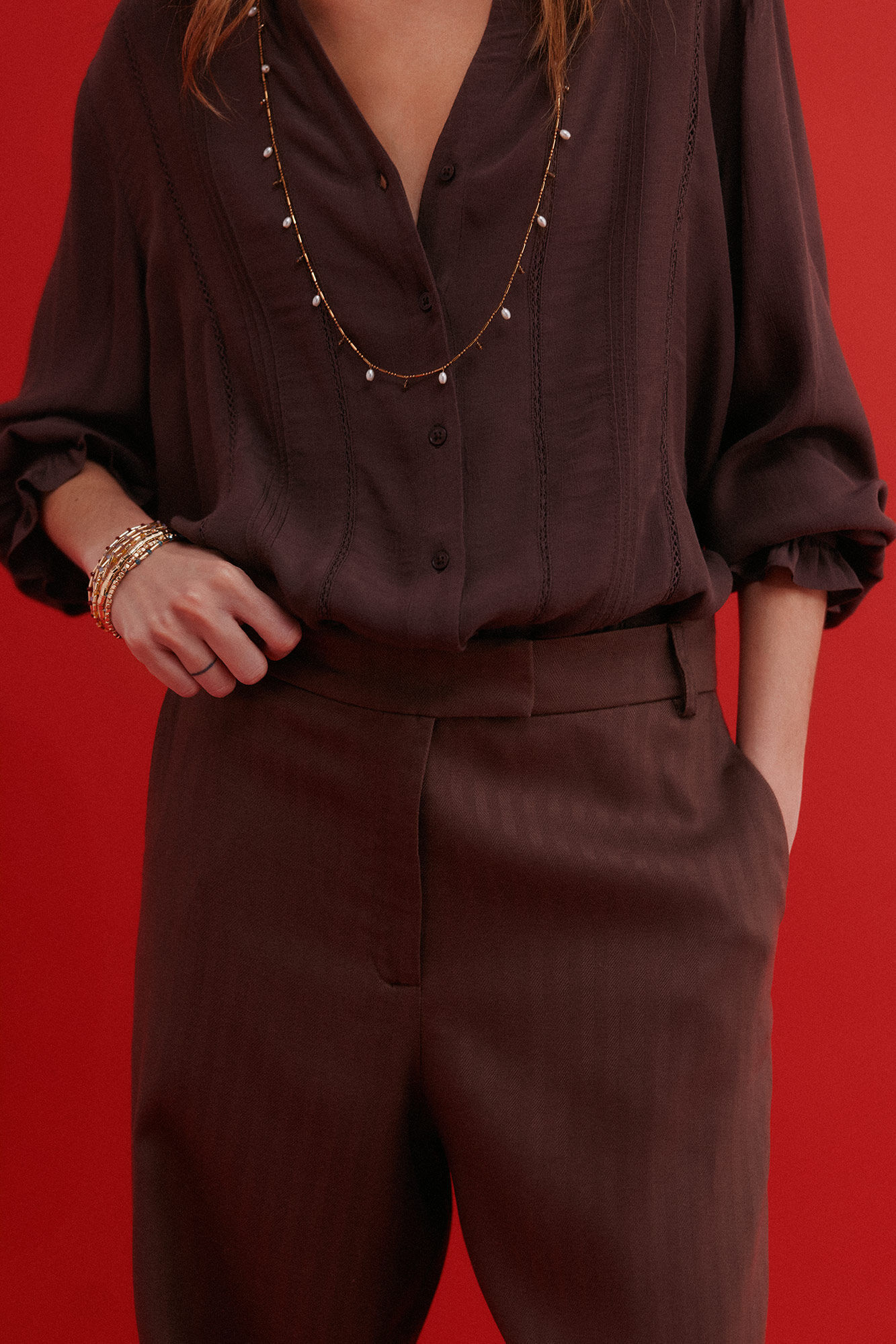Hoss Intropia Pepa. Pantalones de corte recto Marron oscuro