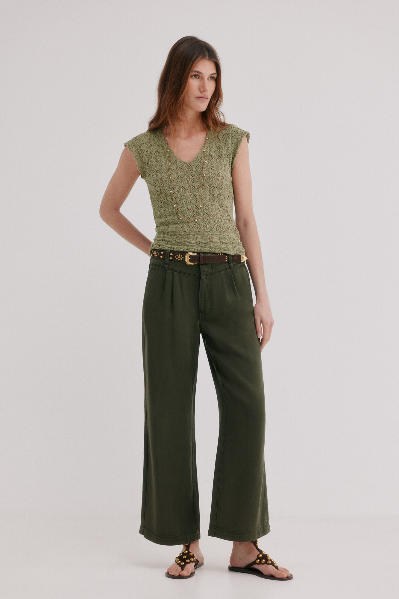 Hoss Intropia Isa. Top punto calado Kaki