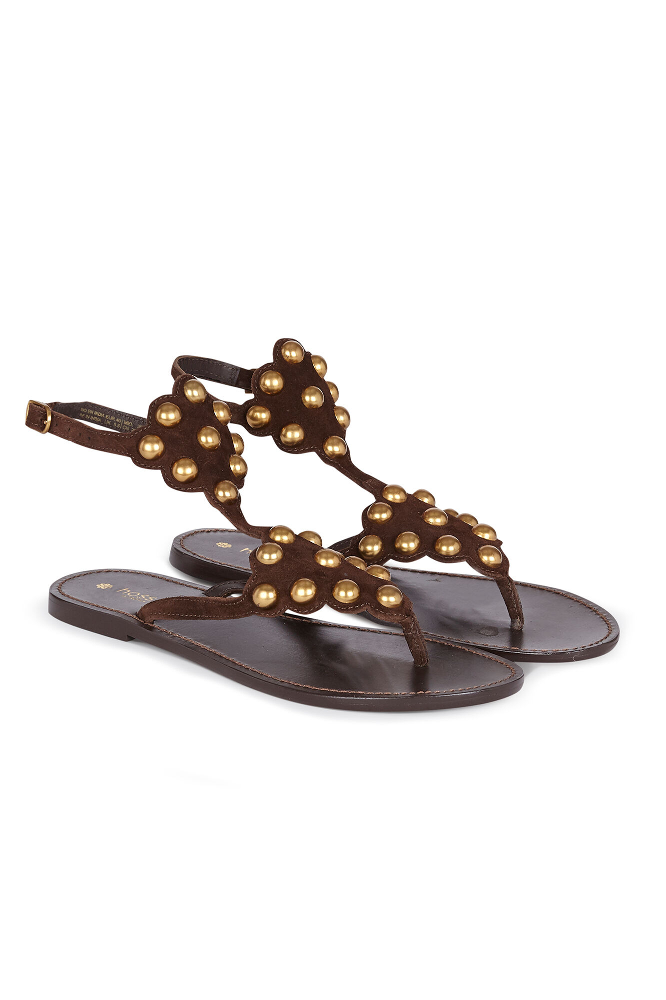 Hoss Intropia Maisa. Sandalias de piel con piezas met&aacute;licas Marron