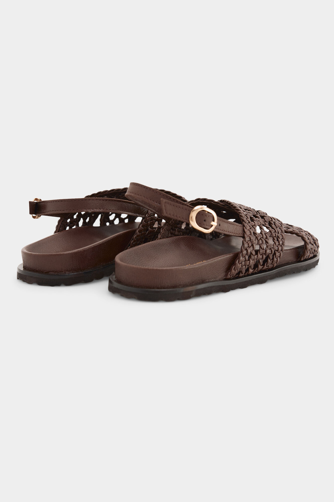Pedro del Hierro Sandalia trenzada Marr&oacute;n