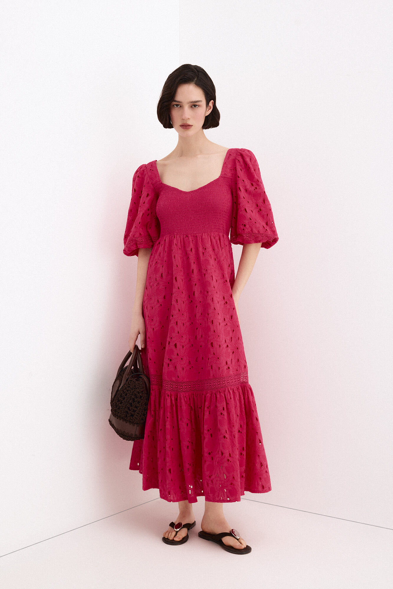Pedro del Hierro Vestido algod&oacute;n bordados